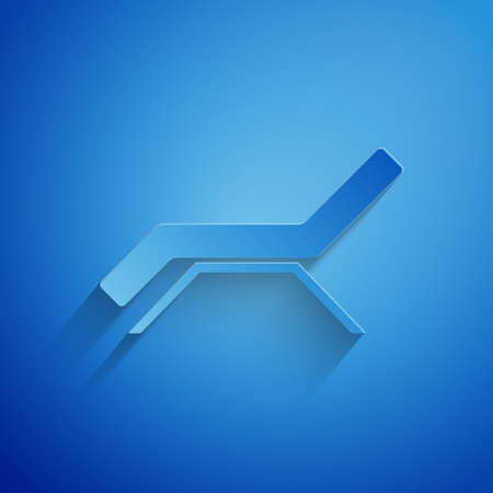 Paper cut Sunbed icon isolated on blue background. Sun lounger. Paper art style. Vectorのイラスト素材