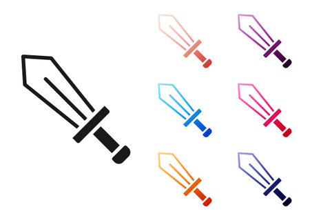 Black Sword for game icon isolated on white background. Set icons colorful. Vectorのイラスト素材
