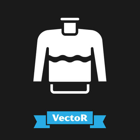 White Sweater icon isolated on black background. Pullover icon. Vectorのイラスト素材