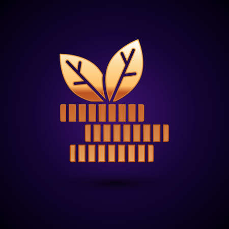 Gold Dollar plant icon isolated on black background. Business investment growth concept. Money savings and investment. Vectorのイラスト素材