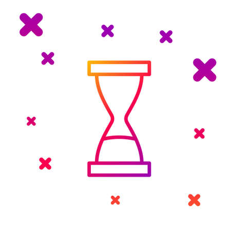Color line Old hourglass with flowing sand icon isolated on white background. Sand clock sign. Business and time management concept. Gradient random dynamic shapes. Vectorのイラスト素材