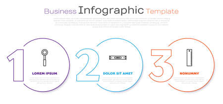 Set line Wrench spanner, Construction bubble level and Ruler. Business infographic template. Vectorのイラスト素材