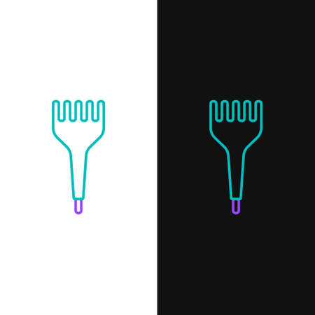 Line Hairbrush icon isolated on white and black background. Comb hair sign. Barber symbol. Colorful outline concept. Vectorのイラスト素材