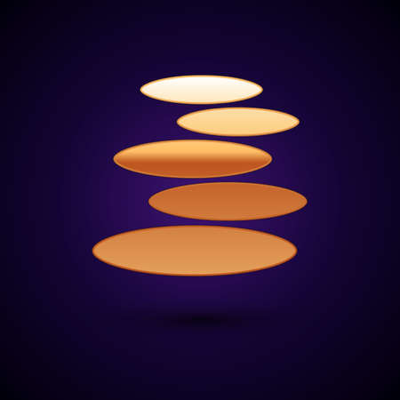 Gold Stack hot stones icon isolated on black background. Spa salon accessory. Vectorのイラスト素材