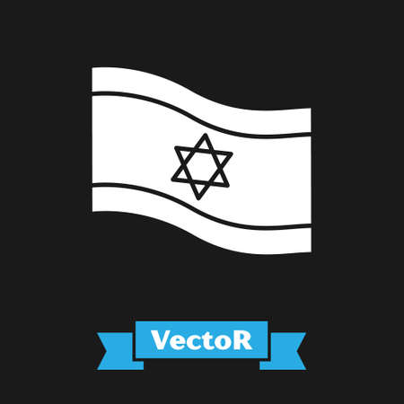 White Flag of Israel icon isolated on black background. National patriotic symbol. Vectorのイラスト素材
