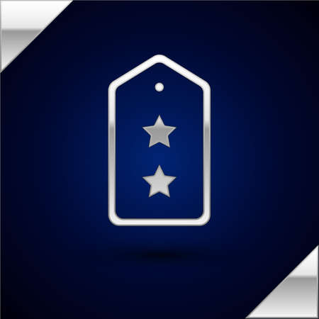 Silver Military rank icon isolated on dark blue background. Military badge sign. Vectorのイラスト素材