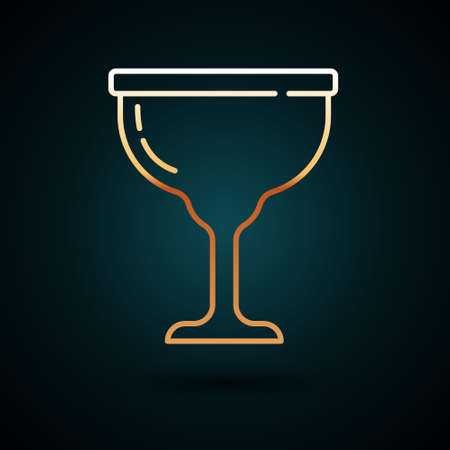 Gold line Jewish goblet icon isolated on dark blue background. Jewish wine cup for kiddush. Kiddush cup for Shabbat. Vectorのイラスト素材