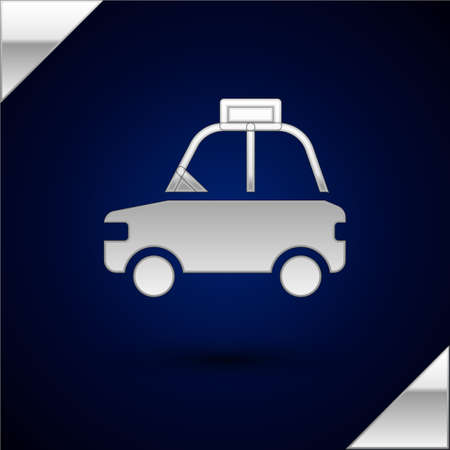 Silver Pet car taxi icon isolated on dark blue background. Vectorのイラスト素材
