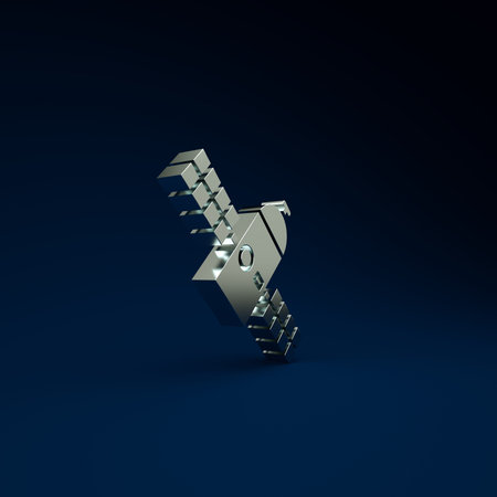 Silver Satellite icon isolated on blue background. Minimalism concept. 3d illustration 3D render
