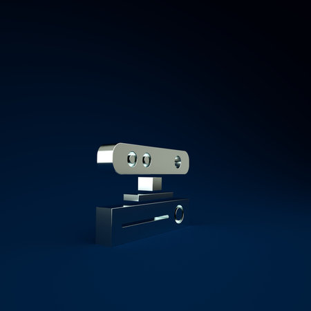 Silver Motion sensor icon isolated on blue background. Minimalism concept. 3d illustration 3D render