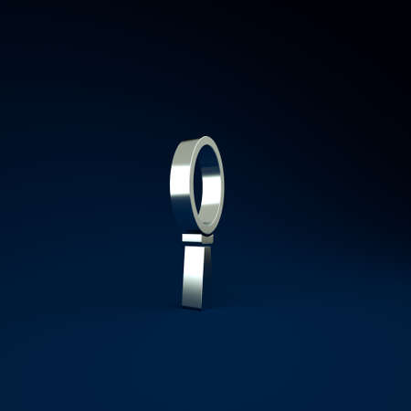 Silver Magic hand mirror icon isolated on blue background. Minimalism concept. 3d illustration 3D renderの写真素材
