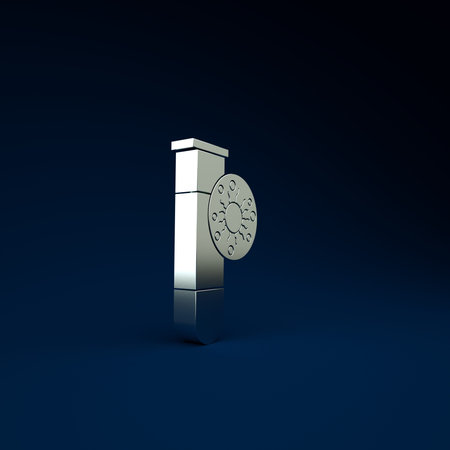Silver Laboratory glass test tube with virus and bacteria icon isolated on blue background. Analysis...