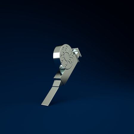Silver Syringe and virus icon isolated on blue background. Syringe for vaccine, vaccination,...
