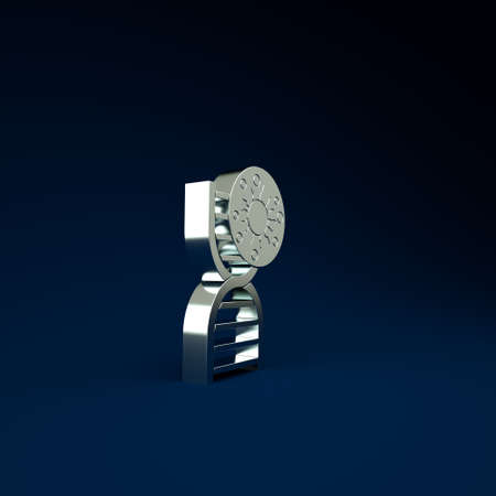 Silver DNA symbol and virus icon isolated on blue background. Minimalism concept. 3d illustration 3D renderの写真素材