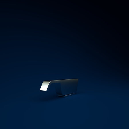 Silver Frying pan icon isolated on blue background. Fry or roast food symbol. Minimalism concept. 3d...