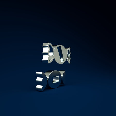 Silver Candy icon isolated on blue background. Minimalism concept. 3d illustration 3D render