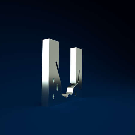 Silver Cemetery digged grave hole icon isolated on blue background. Minimalism concept. 3d illustration 3D renderの写真素材