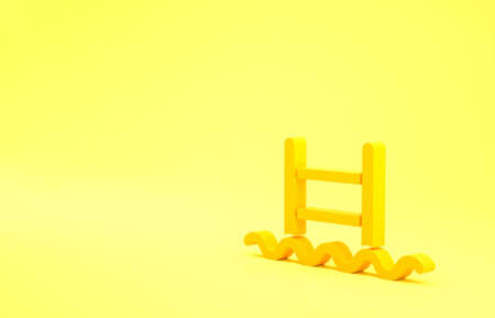 Yellow Swimming pool with ladder icon isolated on yellow background. Minimalism concept. 3d illustration 3D renderの写真素材