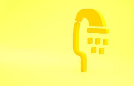 Yellow Pet shower icon isolated on yellow background. Minimalism concept. 3d illustration 3D renderの写真素材