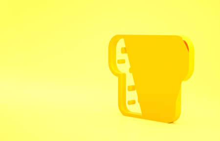 Yellow Bread toast for sandwich piece of roasted crouton icon isolated on yellow background. Lunch, dinner, breakfast snack. Minimalism concept. 3d illustration 3D renderの写真素材