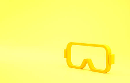 Yellow Diving mask icon isolated on yellow background. Extreme sport. Diving underwater equipment. Minimalism concept. 3d illustration 3D renderの写真素材