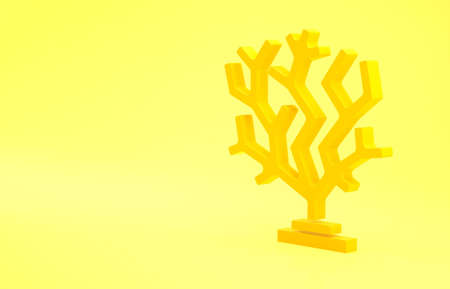 Yellow Coral icon isolated on yellow background. Minimalism concept. 3d illustration 3D renderの写真素材