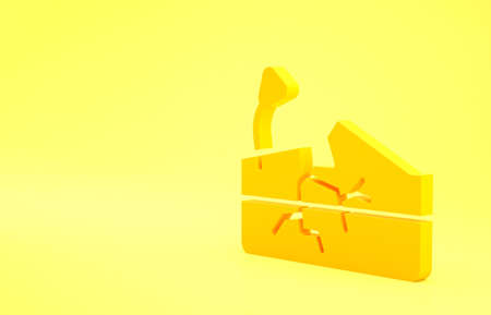 Yellow Earthquake icon isolated on yellow background. Minimalism concept. 3d illustration 3D renderの写真素材
