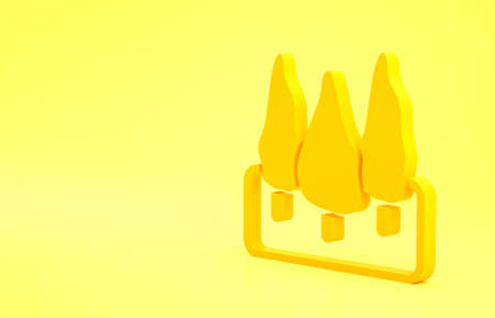 Yellow Trees icon isolated on yellow background. Forest symbol. Minimalism concept. 3d illustration 3D renderの写真素材