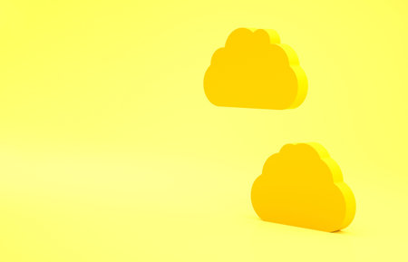 Yellow Cloud icon isolated on yellow background. Minimalism concept. 3d illustration 3D render
