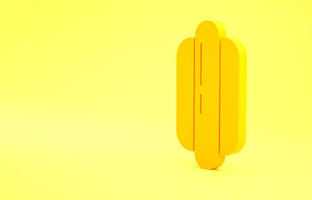 Yellow Hotdog sandwich icon isolated on yellow background. Sausage icon. Fast food sign. Minimalism concept. 3d illustration 3D renderの写真素材