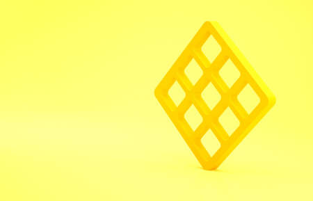 Yellow Waffle icon isolated on yellow background. Minimalism concept. 3d illustration 3D renderの写真素材
