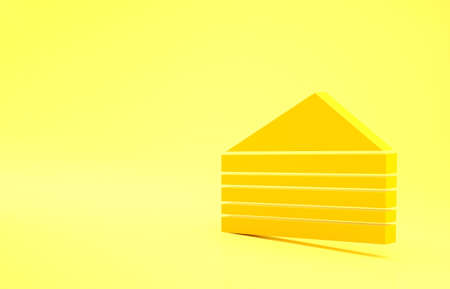 Yellow Cake icon isolated on yellow background. Happy Birthday. Minimalism concept. 3d illustration 3D renderの写真素材