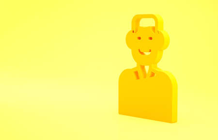Yellow Trader icon isolated on yellow background. Businessman trading stocks. Minimalism concept. 3d illustration 3D renderの写真素材