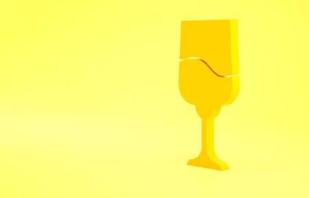 Yellow Jewish goblet icon isolated on yellow background. Jewish wine cup for kiddush. Kiddush cup for Shabbat. Minimalism concept. 3d illustration 3D renderの写真素材