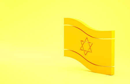 Yellow Flag of Israel icon isolated on yellow background. National patriotic symbol. Minimalism concept. 3d illustration 3D renderの写真素材