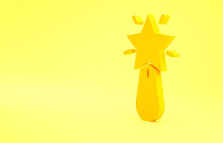 Yellow Christmas star icon isolated on yellow background. Merry Christmas and Happy New Year. Minimalism concept. 3d illustration 3D renderの写真素材