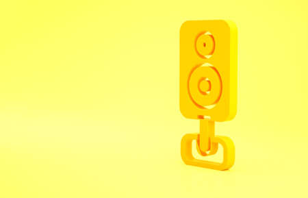 Yellow Stereo speaker icon isolated on yellow background. Sound system speakers. Music icon. Musical column speaker bass equipment. Minimalism concept. 3d illustration 3D renderの写真素材