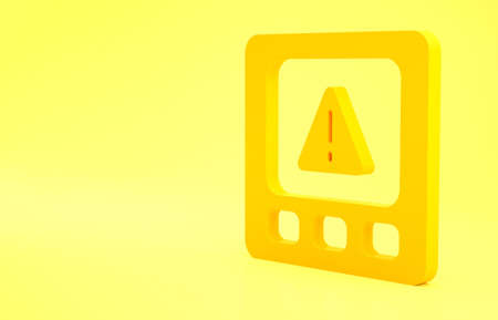 Yellow Gps device error icon isolated on yellow background. Minimalism concept. 3d illustration 3D renderの写真素材