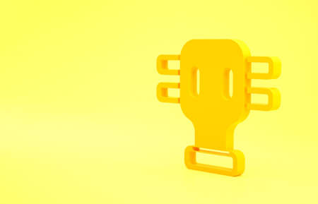 Yellow Gas mask icon isolated on yellow background. Respirator sign. Minimalism concept. 3d illustration 3D renderの写真素材