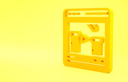 Yellow Chemical experiment online icon isolated on yellow background. Scientific experiment in the laboratory with chemical equipment. Minimalism concept. 3d illustration 3D renderの写真素材