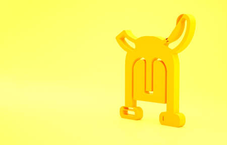 Yellow Viking in horned helmet icon isolated on yellow background. Minimalism concept. 3d illustration 3D renderの写真素材