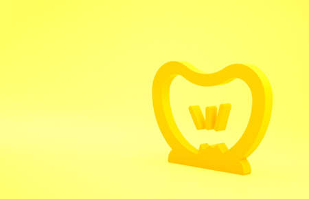 Yellow Bicycle punctured tire icon isolated on yellow background. Bike race. Wheel tire air. Sport equipment. Minimalism concept. 3d illustration 3D renderの写真素材