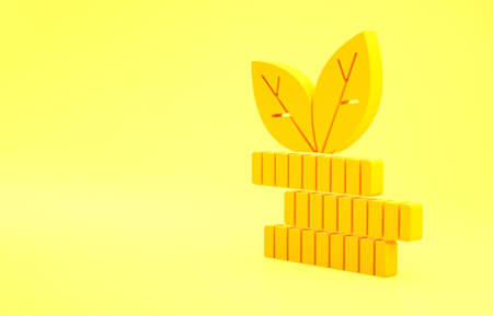 Yellow Dollar plant icon isolated on yellow background. Business investment growth concept. Money savings and investment. Minimalism concept. 3d illustration 3D renderの写真素材