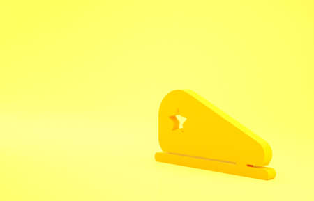 Yellow Military beret icon isolated on yellow background. Soldiers cap. Army hat. War baret. Minimalism concept. 3d illustration 3D renderの写真素材