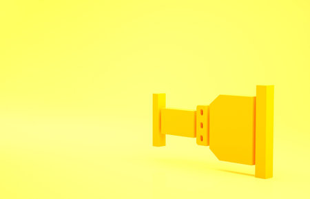 Yellow Pipe adapter icon isolated on yellow background. Plumbing pipeline parts of different shapes....
