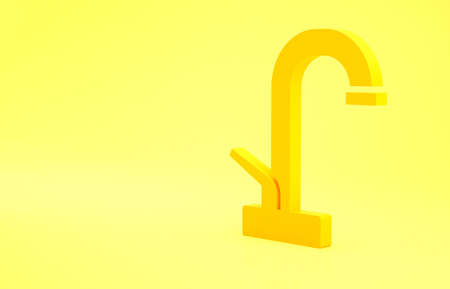 Yellow Water tap icon isolated on yellow background. Minimalism concept. 3d illustration 3D renderの写真素材