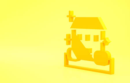 Yellow Home cleaning service concept icon isolated on yellow background. Building and house. Minimalism concept. 3d illustration 3D renderの写真素材