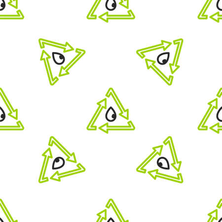 Line Oil drop with recycle icon isolated seamless pattern on white background. Vector Illustrationのイラスト素材