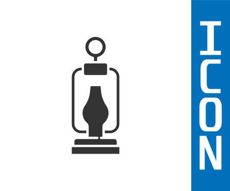Grey Camping lantern icon isolated on white background. Happy Halloween party. Vectorのイラスト素材