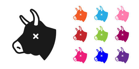 Black Cow head icon isolated on white background. Set icons colorful. Vectorのイラスト素材